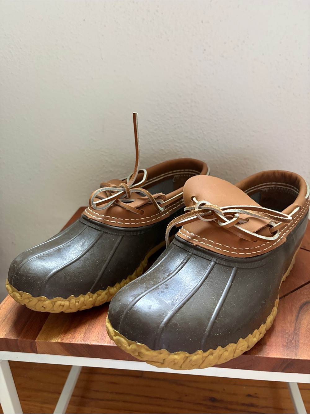 L.L. Bean Brown and Olive Green Women's Winter Rain Duck Shoes